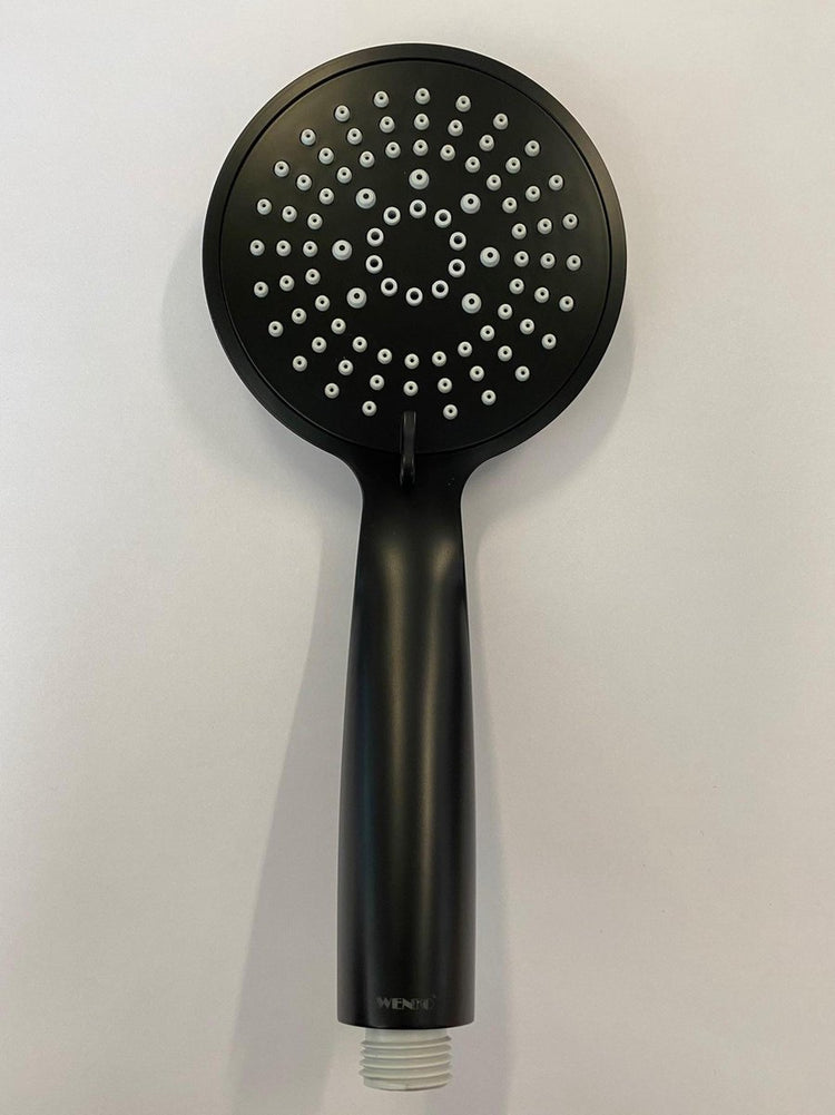 Wenko Duschkopf Durchmesser 11 cm 5 Positionen ABS schwarz – Handbrause – Duschen – Badezimmer – Dusche – 5 Positionen – Regendusche – Wassersparen