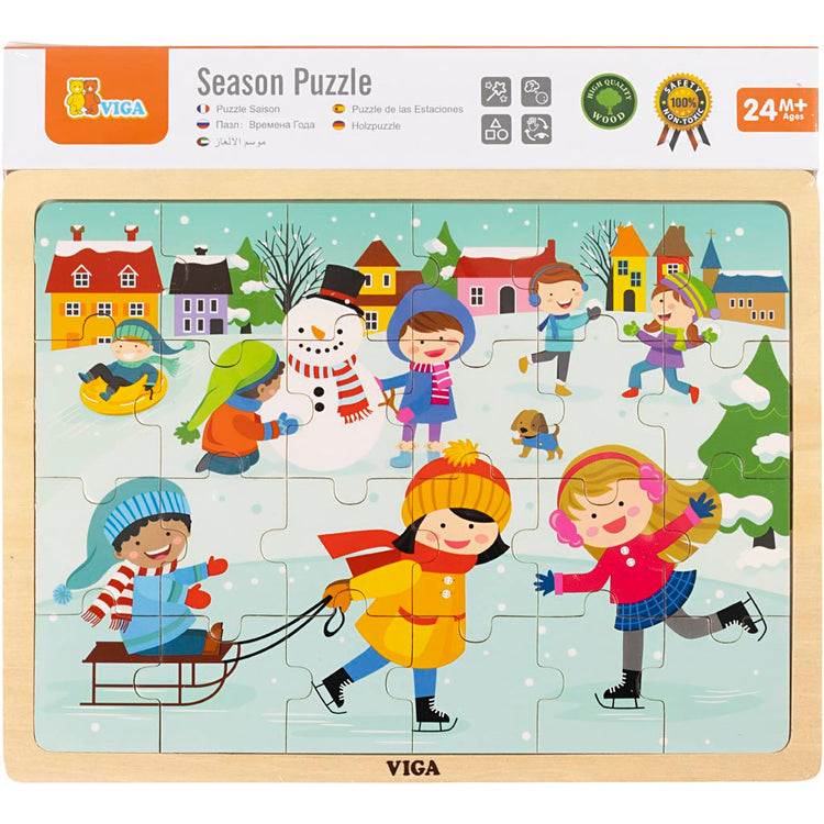 Viga Jahreszeiten Holzpuzzle, Die Jahreszeiten, Winter, Größe 30x22,5 cm, 24 Teile, 1 Stück