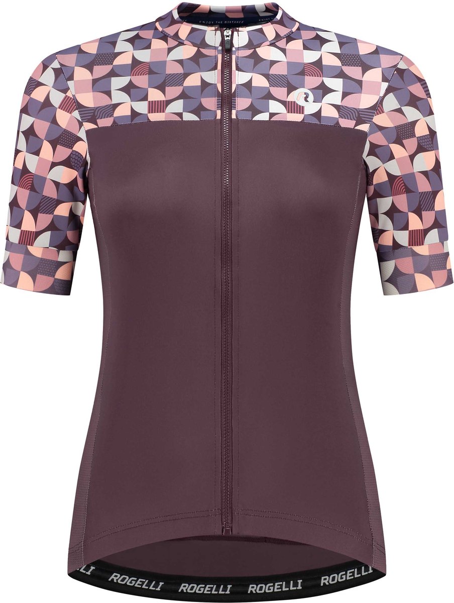 Rogelli Essential Grafik-Radsportshirt – kurze Ärmel – Damen – Burgunderrot – Größe S