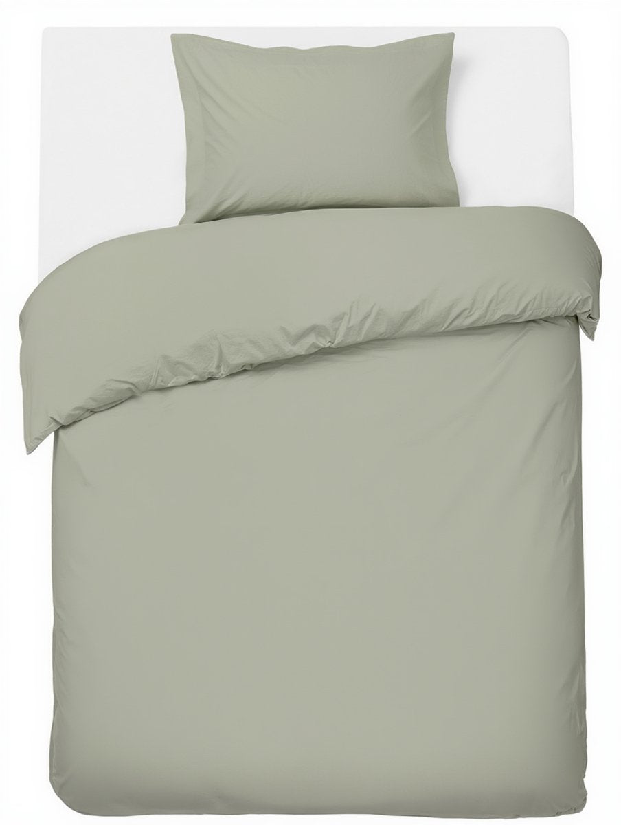 Stille. Living Hush Living Bettbezug Perkal – 100 % Baumwolle – 200 tc – extra frisch und kühl – robust und langlebig – 140 x 220 + 20 cm – Kissenbezug 60 x 70 cm – mit Befestigungsschlaufen – hellgrün