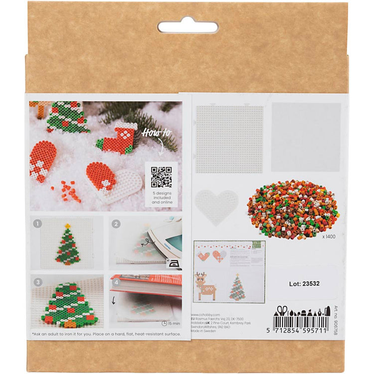Nabbi Hobby-Set Bioperlen, Weihnachtsmann, Weihnachtsstrumpf, Weihnachtsherz, Weihnachtsbaum und Rentier, 1 Box