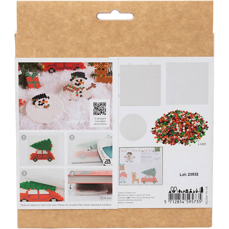 Nabbi Hobby-Set Bioperlen, Weihnachtsauto, Rentier, Schneemann, Elf und Geschenk, 1 Box