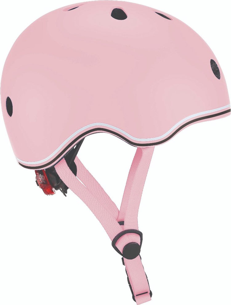 Globber Kinderhelm – Go Up – Pastellrosa – verstellbar von 45–51 cm – mit Beleuchtung – starke Polycarbonat-Außenschale
