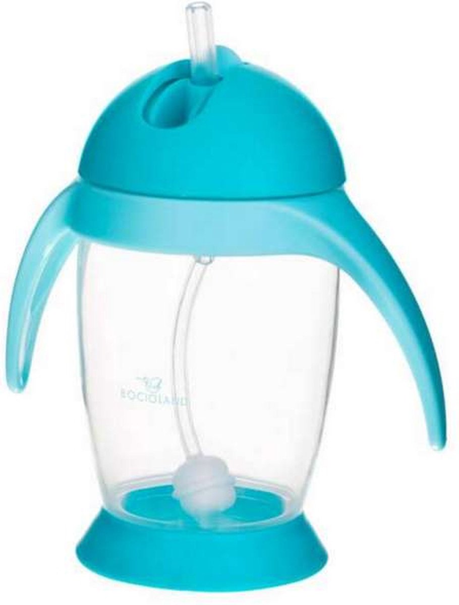 Bacioland bocioland| innovativer Becher mit Flip-Top-Strohhalm | Pinguin | 300ml | 6m+ | türkis türkis