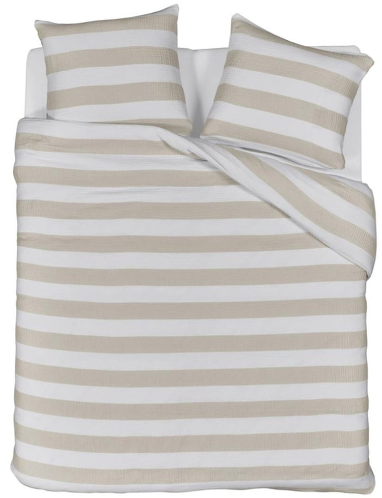 Gestreifter Bettbezug Riviera Maison – Twin XL – 260 x 200 220 – Sand