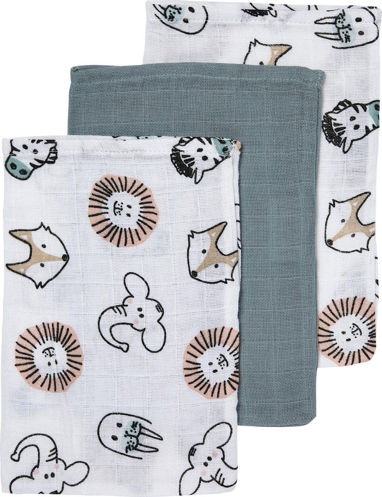 Meyco Waschlappen für Babytiere – 3er-Pack – hydrophil – mehrfarbig – 20 x 17 cm