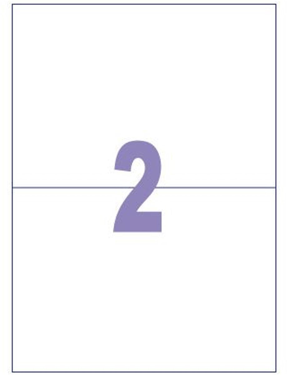 Kangaro-Etiketten – universell – selbstklebend – Inkjet-Laserkopie – 210 x 148 mm – 100 Blatt – 2 Aufkleber pro Blatt – k-210148