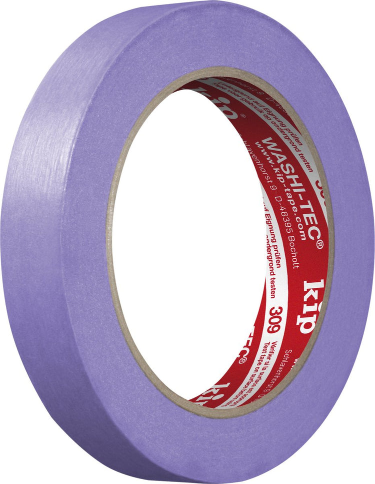Kip 309 – washi-tec zartes Abdeckband – Flieder – 18 mm x 50 m – leicht klebendes Klebeband aus flexiblem Spezialpapier für anspruchsvolle Malerarbeiten im Innenbereich – ideal für empfindliche Oberflächen und frisch getrocknete Lacke