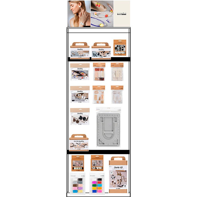 Creativ Company Bodendisplay, montiert, Kategorie, Schmuckton, Erwachsene, H: 1580 mm, L: 600 mm, B: 400 mm, 97 Stück. 1 Stück