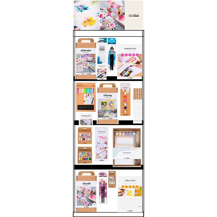 Creativ Company Bodendisplay, zerlegt, Kategorie, Acryl-Aquarell, Erwachsene, H: 1580 mm, L: 600 mm, B: 400 mm, 127 Einheiten. 1 Stück