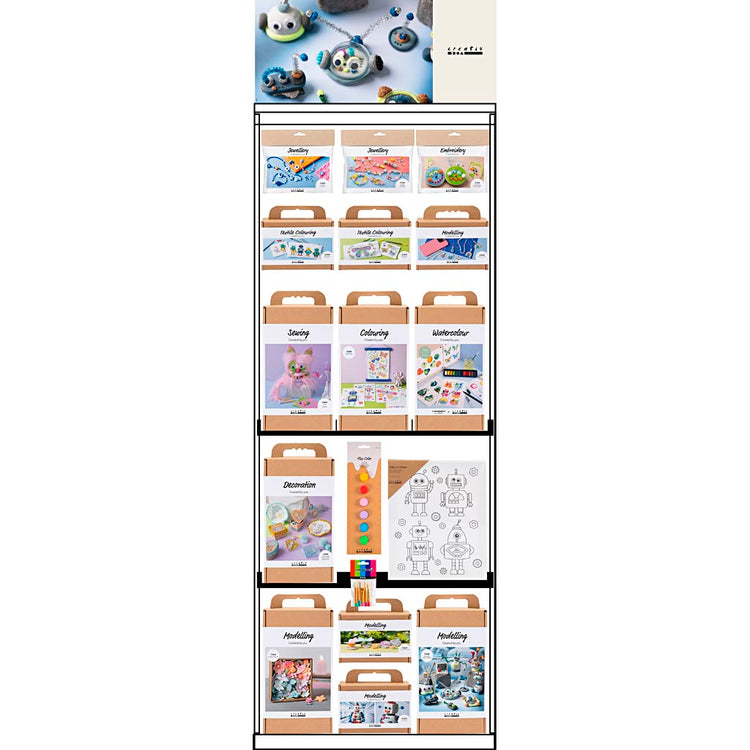 Creativ Company Bodendisplay, montiert, Hero Neuheiten für Kinder, H: 1580 mm, L: 600 mm, B: 400 mm, 97 Stück. 1 Stück