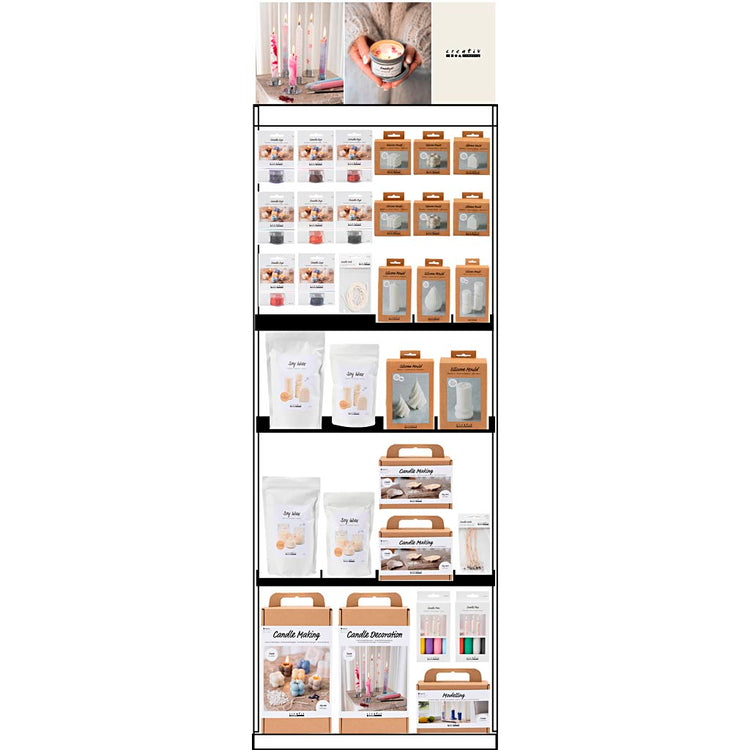 Creativ Company Bodendisplay, unmontiert, Kategorie, Kerzenherstellung, H: 1580 mm, L: 600 mm, B: 400 mm, 143 Einheiten. 1 Stück