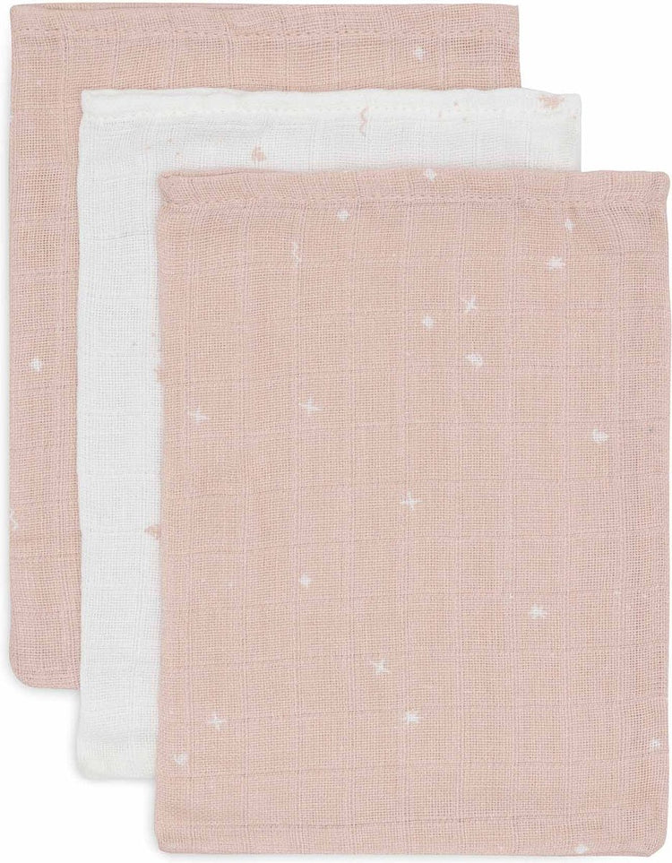 Jollein – hydrophiler Waschlappen für Babys – Baumwolle – 3 Stück – funkelnde Wildrose – Babywaschlappen, hydrophile Waschlappen – 15 x 20 cm