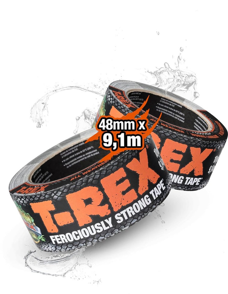 T-rex – Textilband 48 mm x 9,1 m grau – extrem starkes und reißfestes Gaffer-Tape für den Innen- und Außenbereich – wasserfestes Klebeband mit starker Klebekraft – ideal für universelle Reparaturen und Befestigungen