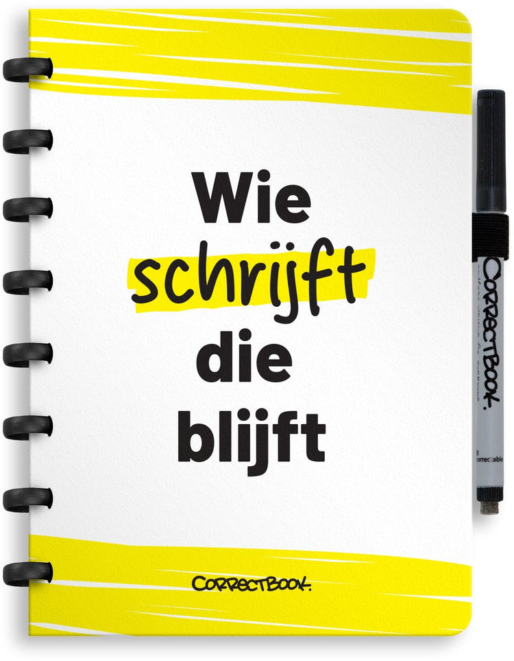 Correctbook a5 löschbares Notizbuch – wiederverwendbares Notizbuch – wer schreibt, bleibt – Innenausstattung gemischt – inklusive Stiftwischtuch – kann mit zusätzlichen Seiten ergänzt werden
