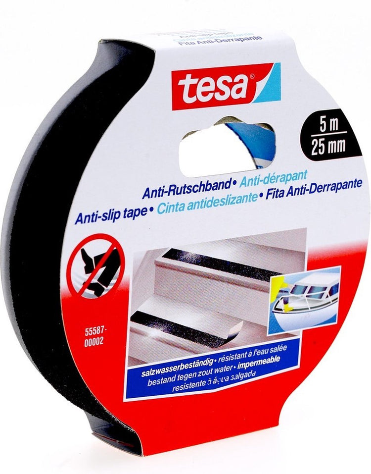 Tesa 55587-02 Anti-Rutsch-Klebeband – 5 m x 25 mm – schwarz