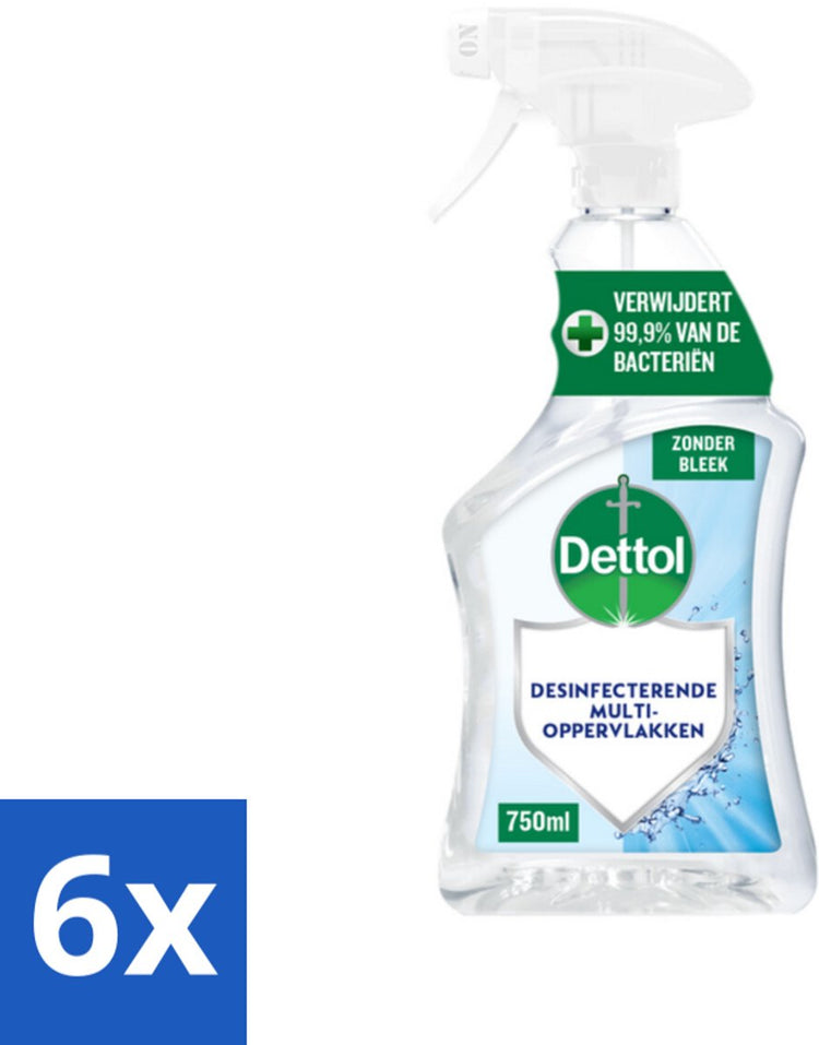 Dettol 6 x - Allzweckreiniger - Spray - ohne Bleichmittel - perfekte Hygiene - 750ml - Allzweckreiniger - Reinigungsspray - Hygiene - Reinigungsprodukt -