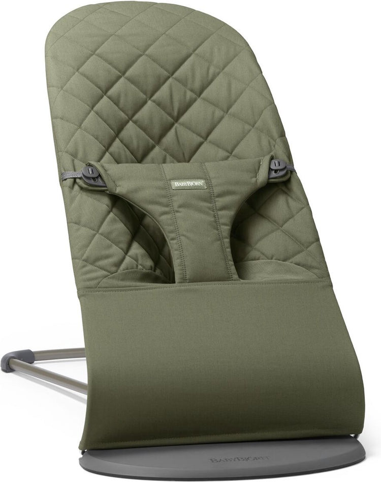Babybjörn Schaukelstuhl Bliss – gewebte klassische Steppdecke – dunkelgrün – ergonomisch – verstellbar – faltbar