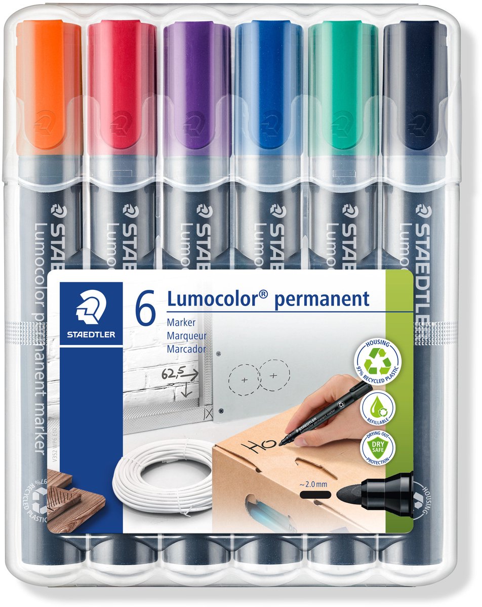 Staedtler Lumocolor Permanentmarker 352 mit Rundspitze - Box 6 Stk