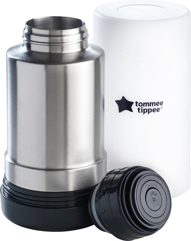 Tommee Tippee näher an der Natur – tragbarer Flaschen- und Speisenwärmer – ideal für Reisen – wärmeisoliert – Edelstahl mit auslaufsicherem Deckel