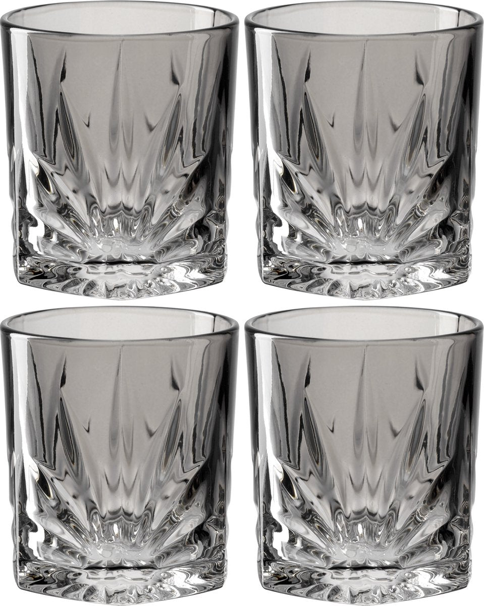 Leonardo Whiskyglas 330 ml, graues Capri – 4er-Set