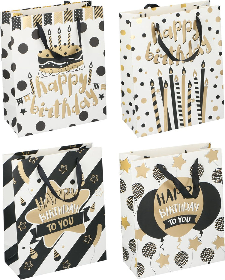 Markenlos Sans Marque Geburtstagsgeschenktüte 32x26x12 cm - Geburtstagsgeschenktüte mit Henkel - Geburtstagsgeschenktüte mit Happy Birthday-Design - Geschenktüte für Geburtstagsgeschenke - 1 zufällige Variante