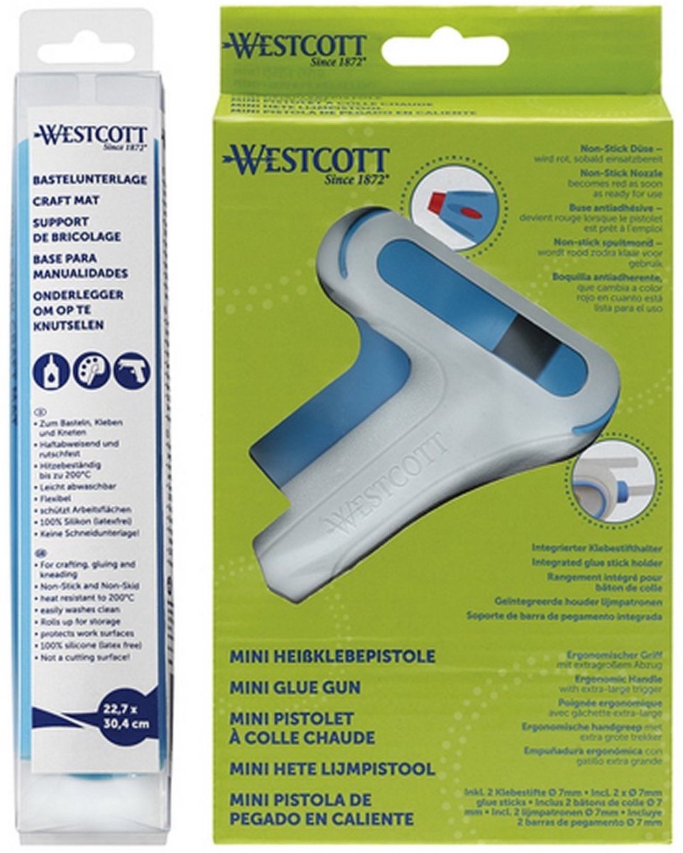 Westcott Klebepistole – Set mit Klebestiften und Bastelmatte – ac-e16758-b