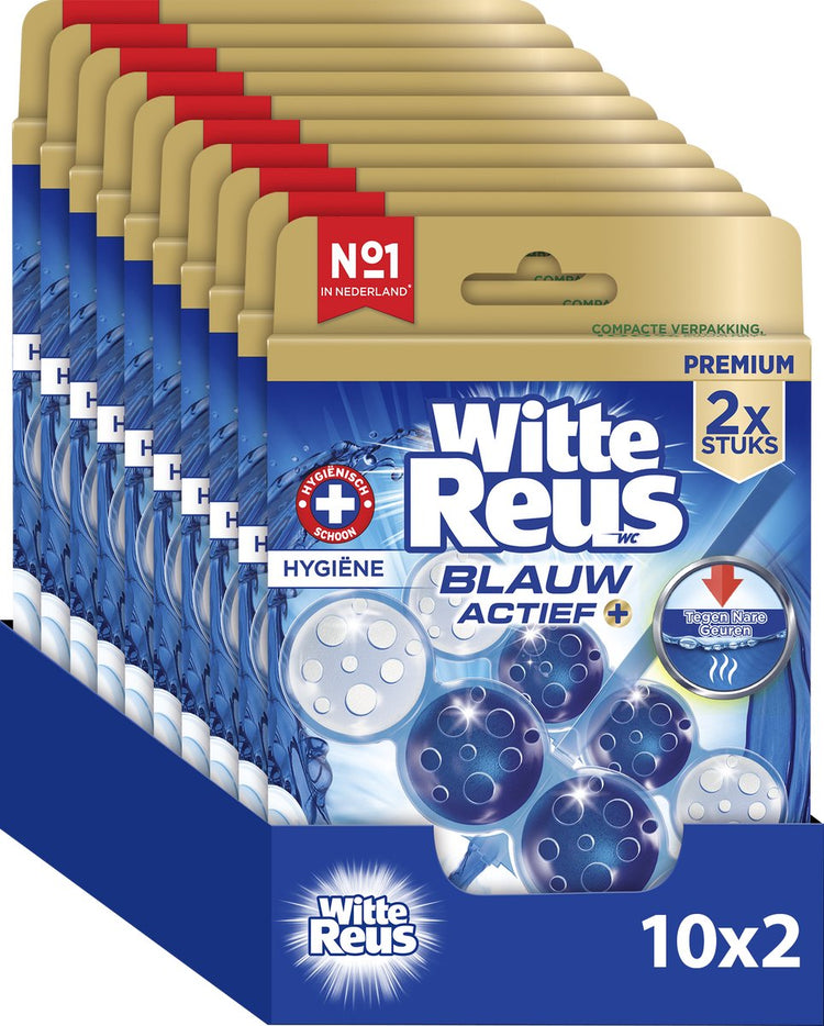 Weißer riesiger blauer Aktiv-Hygiene-Toilettenblock 100 g – Toilettenblöcke – Vorteilspackung – 2 x 10 Stück