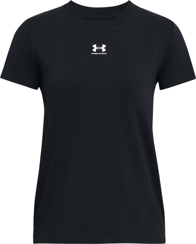 Under Armour UA Rival Core SS-BLK Damen-Sportshirt – Schwarz – Weiß