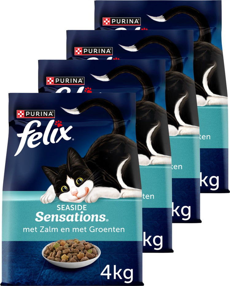 Felix Seaside Sensations – Trockenfutter für Katzen – Lachsgemüse – 4 x 4 kg