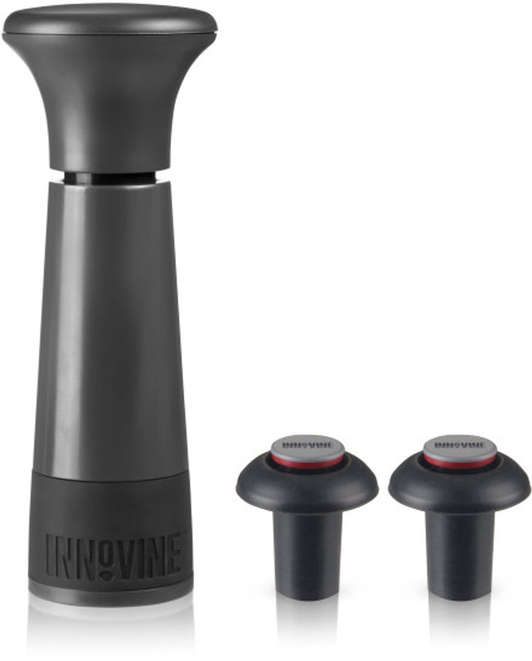 Innovine™ Vakuumpumpen-Weinsparer in Graphit – Weinpumpe mit 2 Stopfen