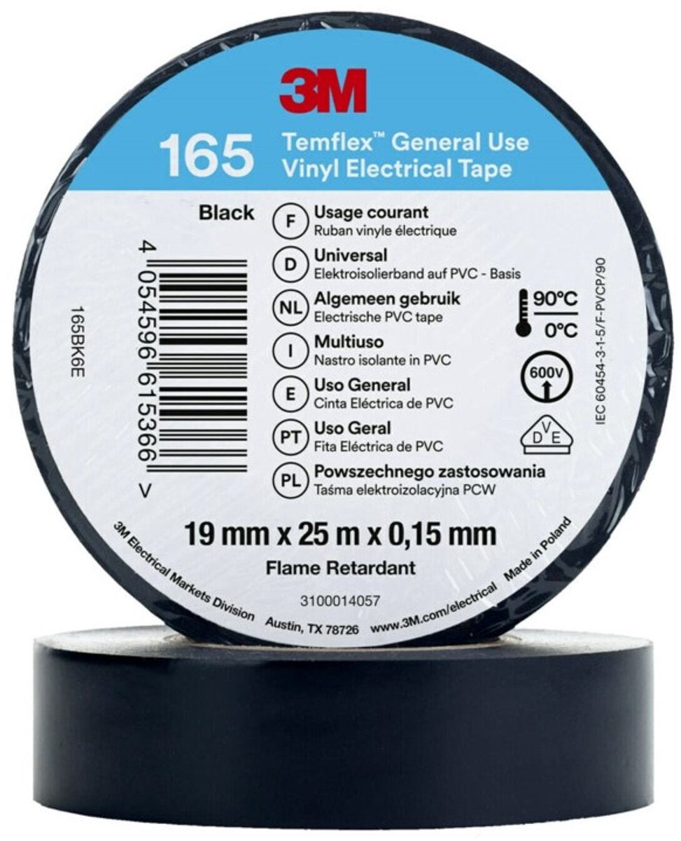 3m™ 3m temflex™ – schwarz – Isolierband – 165 selbstklebendes Klebeband – 7100184723