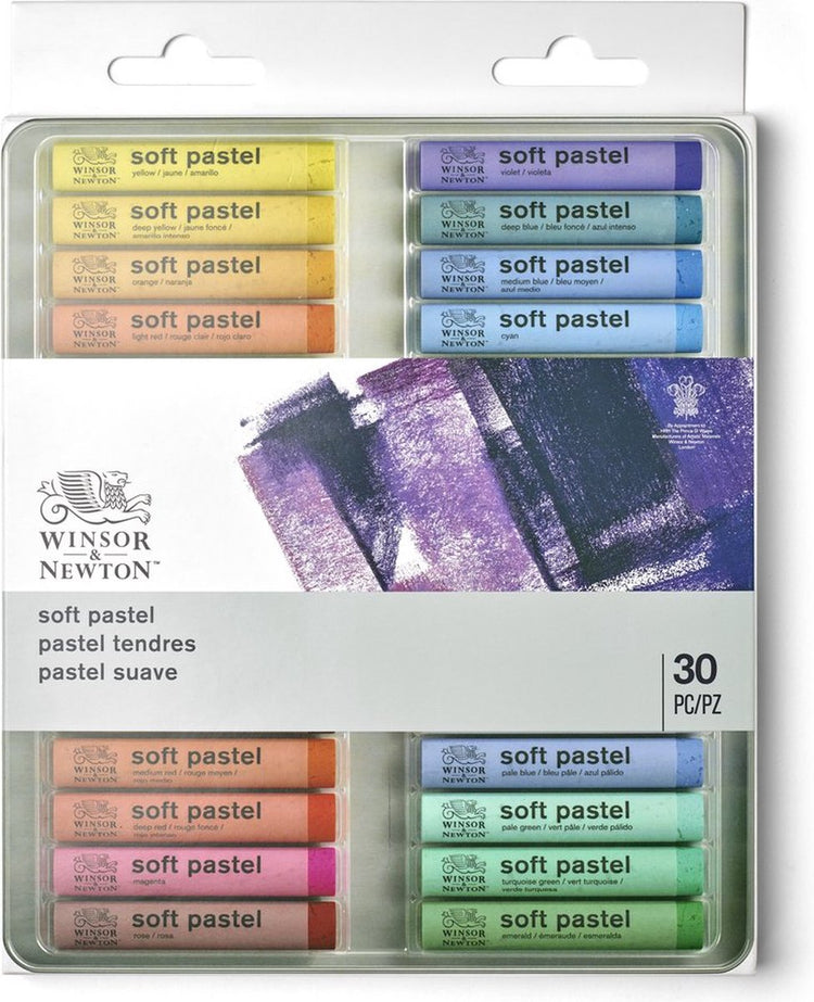 Winsor Newton 1790002 Soft Pastel Box – 30 Stück, Pastellkreide zum Zeichnen und Malen, hochpigmentiert, lichtecht