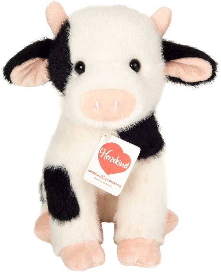 Teddy Hermann Hermann Teddy Stofftier Kuh - weicher Plüschstoff - Premium Kuscheltiere - Schwarz und Weiß - 25 cm - Bauernhoftiere