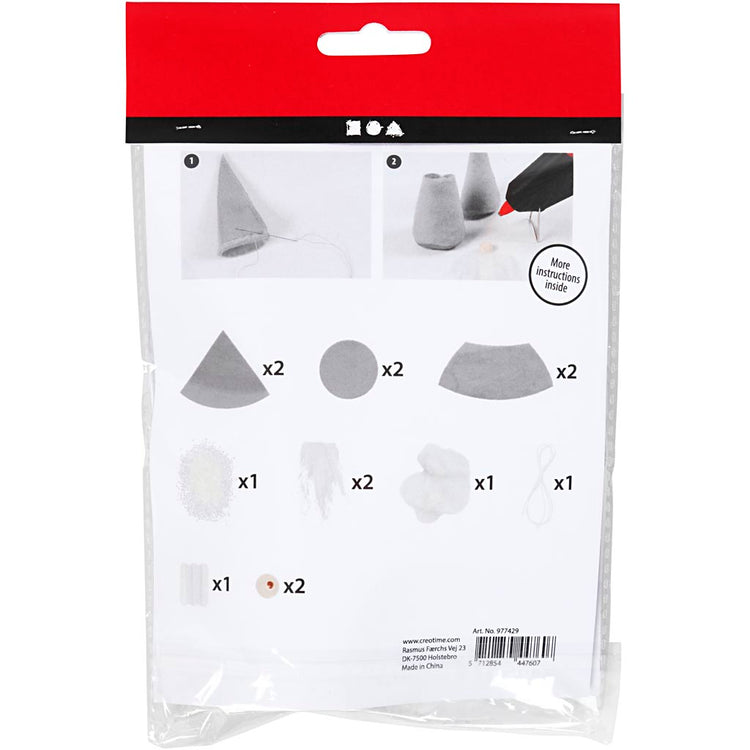 Creativ Company Kreativ-Mini-Set, skandinavische Weihnachtszwerge, H: 12 cm, grau, 1 Box