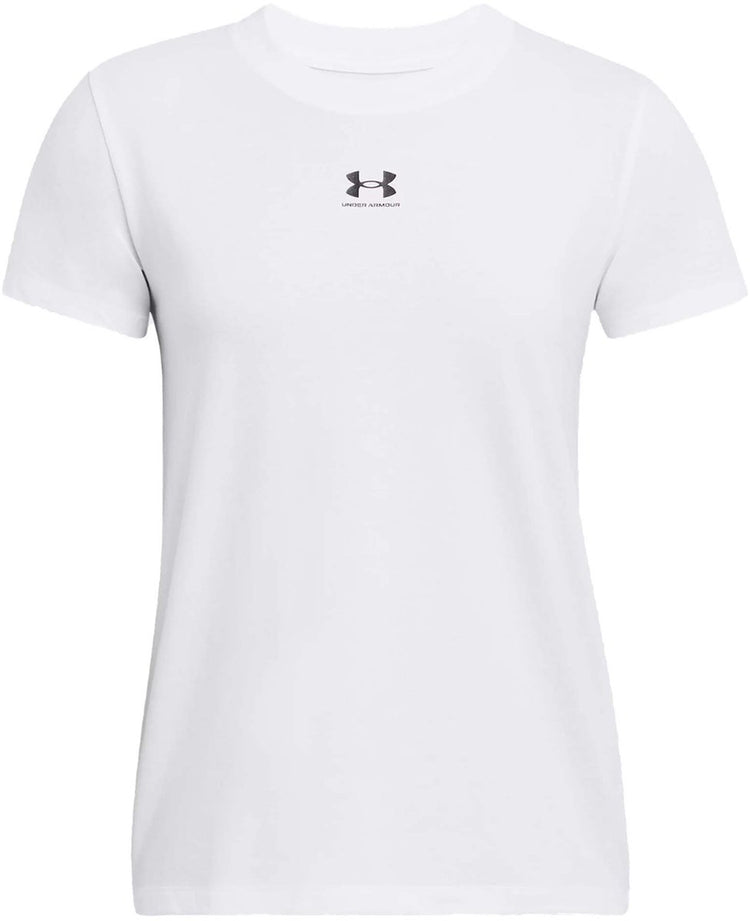 Under Armour ua Rival Core SS-Wht Damen-Sportshirt – Weiß – Schwarz