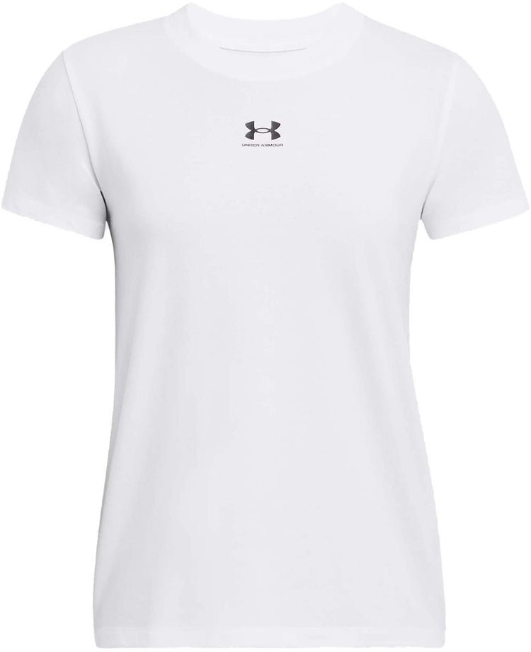 Under Armour ua Rival Core SS-Wht Damen-Sportshirt – Weiß – Schwarz