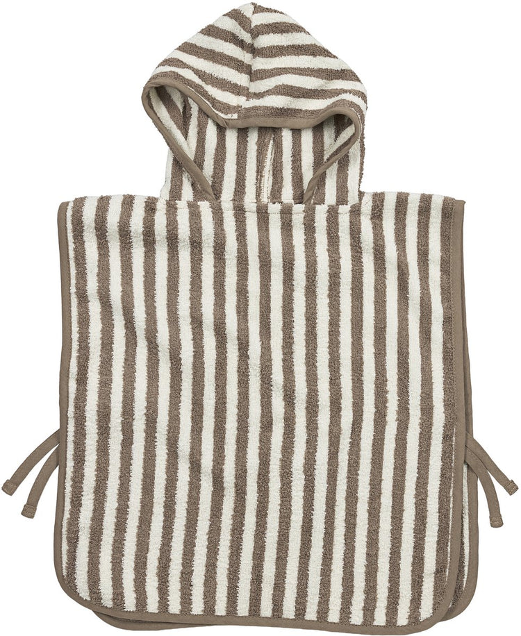 Meyco Baby Fat Stripe Badeponcho – Jacquard-Frottee – Taupe – 1–3 Jahre