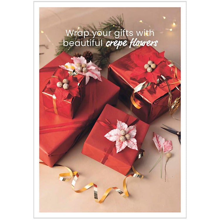 Creativ Firmenpostkarte, Geschenke in roter Verpackung mit Kreppblume, A5, Blatt 14,8x21 cm, 1 Stück