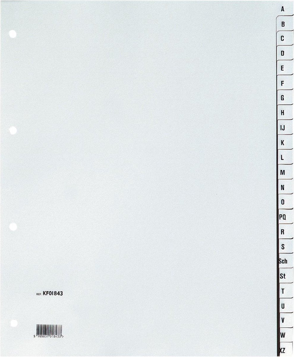 Q-Connect alphabetische Tabs, A4, PP, 24 Tabs, grau