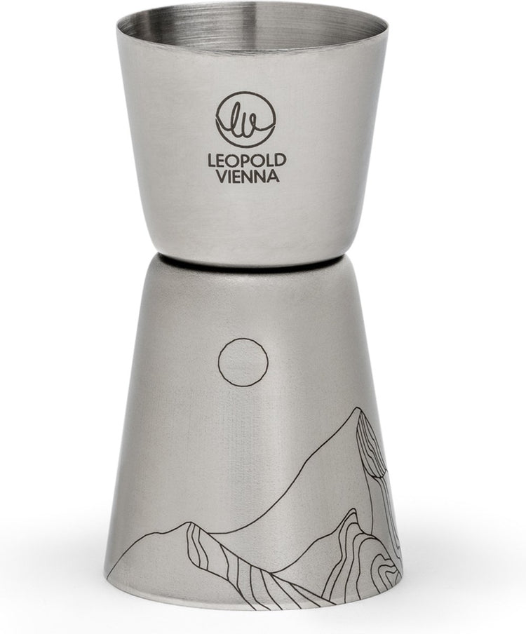 Leopold Wien – Barmaatje 20 40 ml Edelstahl-Messbecher – Pipette mit Lasergravur Bergen