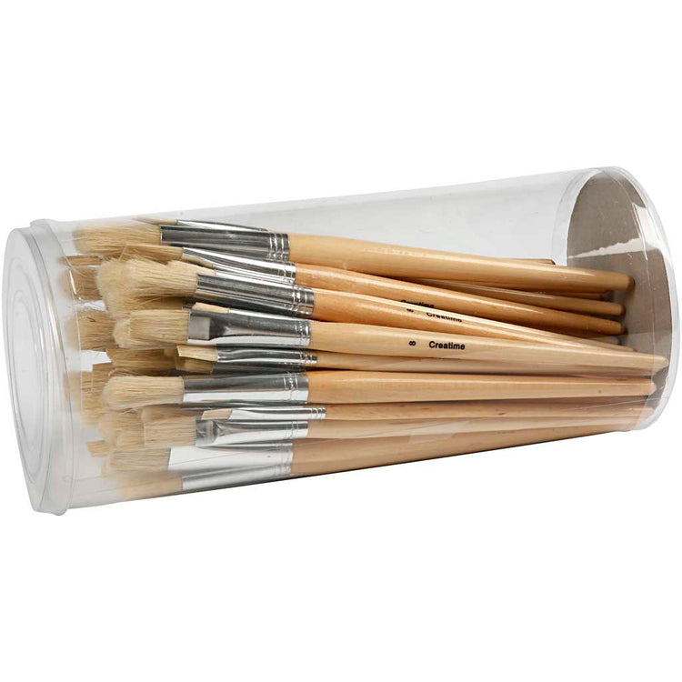 Creativ Company Nature Line Pinsel, Größe 1+2+3+4+5+6+7+8+9+10, L: 19,5-23 cm, B: 4-17 mm, flach, rund, 80 Stück 1 Box