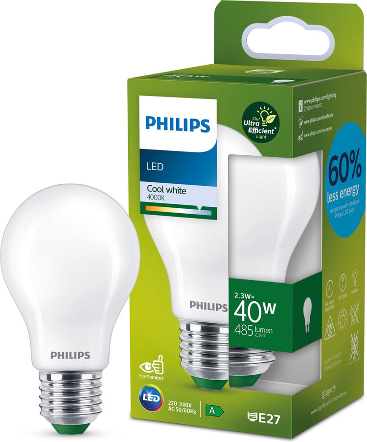 Philips LED Philips ultraeffiziente LED-Lampe matt – 40 W – E27 – kaltweißes Licht