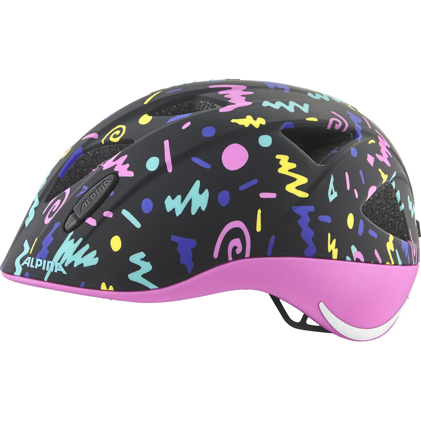 Olympiasportbekleidung Alpina Sports Kinderhelm Ximo Flash Schwarz-Konfetti 47-51 matt