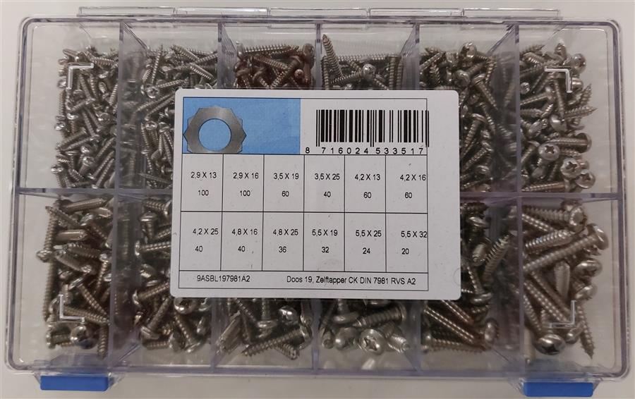 Sortiment an selbstschneidenden Maschinen ck d7981 aus Edelstahl A2