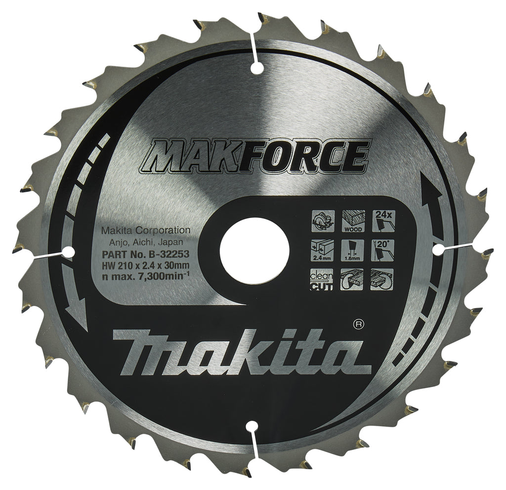 Makita Zubehör Kreissägeblatt Holz 210x30x2,4 24t 20g - B-32253