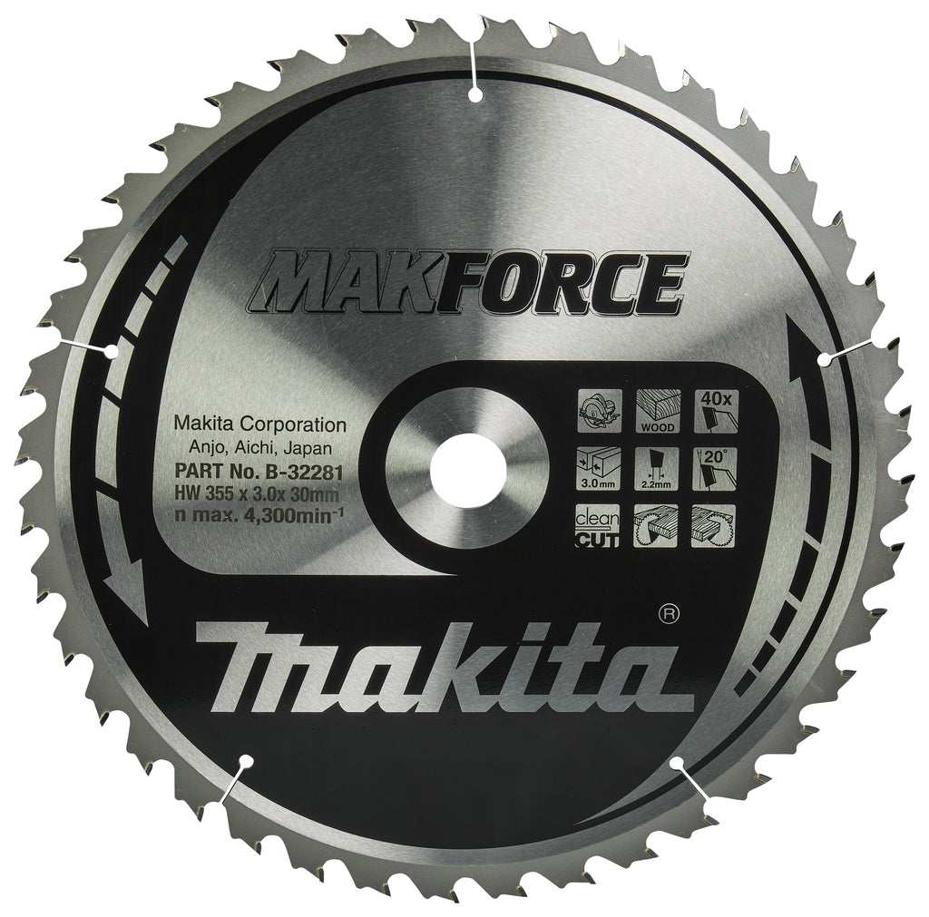 Makita Zubehör Kreissägeblatt | Holz | 355x30x3,0 40t 20g - b-32281