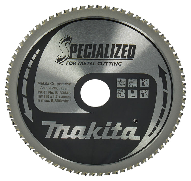 Makita Zubehör Kreissägeblatt | dünnes Stahlblech | 185x30x1,7 70t -10g - b-33445