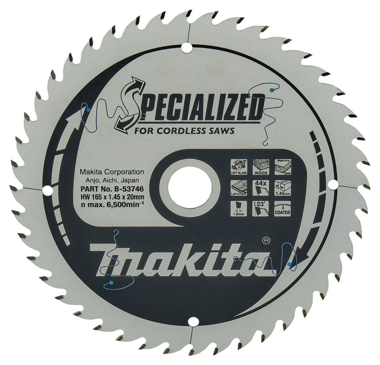 Makita Zubehör Kreissägeblatt | Melamin| 165x20x1,45 44t 23g - b-53746