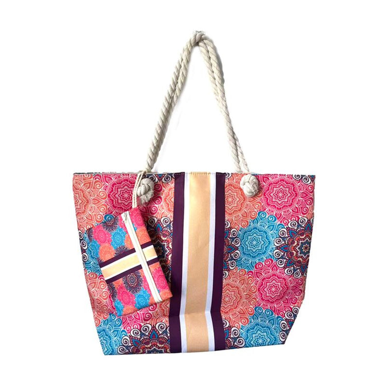 Mehrfarbige Mandala-Strandtasche